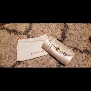 White Lovecat heart monogram purse handbag